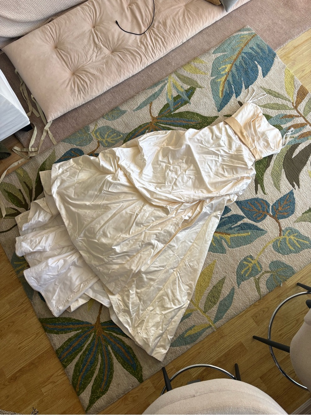 Strapless White Wedding Gown with Belt - Picture 7 of 11